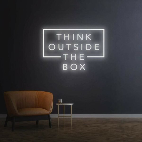 think outside the box neon sign